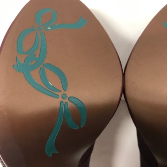 Poetic Licence London “Egyptian Princess” Red Metallic Peep Toe Pumps - Picture 14 of 16